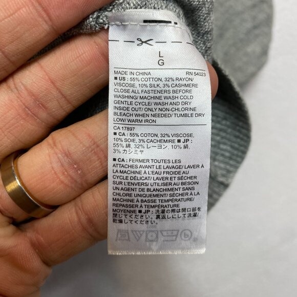 Banana Republic Sweater Mens L Gray Long Sleeve Heather Cotton Cashmere Blend - Picture 9 of 13